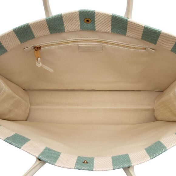 Saint Laurent Canvas Calfskin Striped Rive Gauche Large Tote - Picture 7 of 16